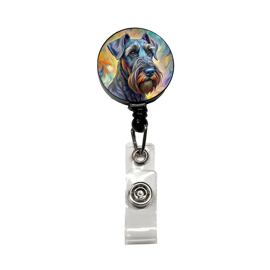 Giant Schnauzer Dog Expressionism Art Retractable ID Key Card Name Tag Badge Holder with Clip