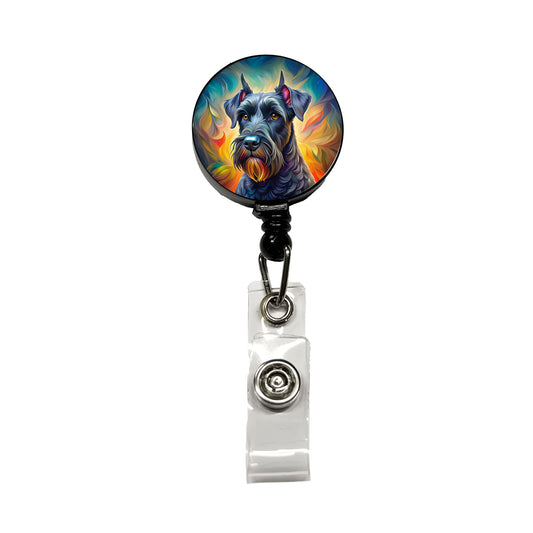 Giant Schnauzer Dog Pop Art Retractable ID Key Card Name Tag Badge Holder with Clip