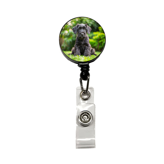 Giant Schnauzer Dog Puppy Photo Retractable ID Key Card Name Tag Badge Holder with Clip