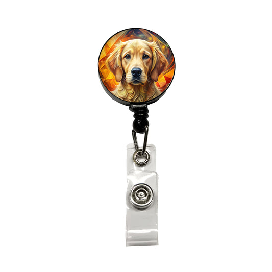 Golden Retriever Dog Abstract Art Retractable ID Key Card Name Tag Badge Holder with Clip