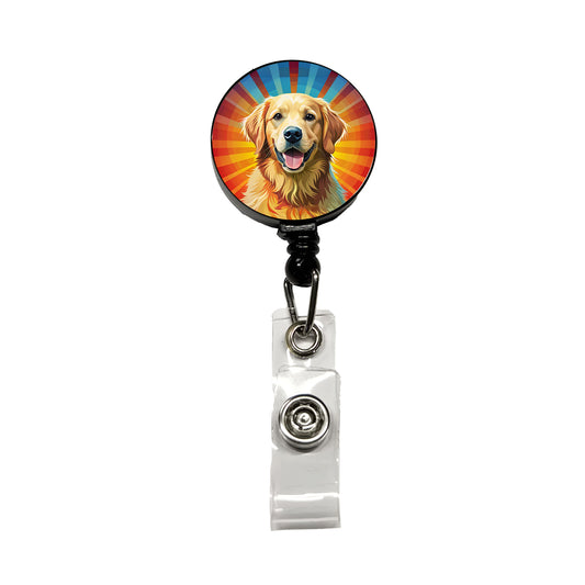 Golden Retriever Dog Pop Art Retractable ID Key Card Name Tag Badge Holder with Clip