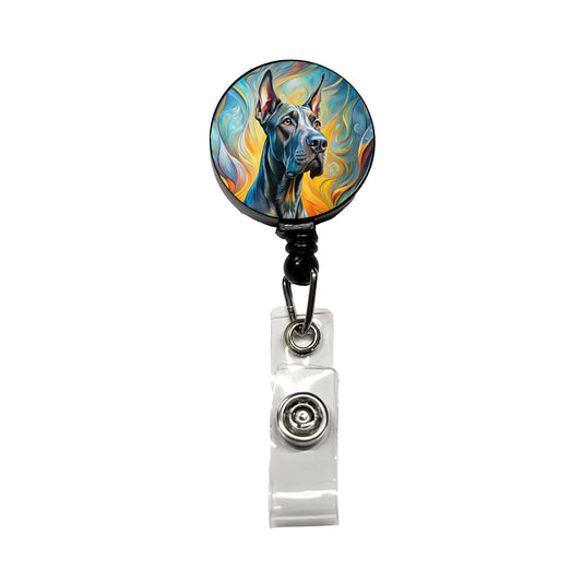 Great Dane Dog Abstract Art Retractable ID Key Card Name Tag Badge Holder with Clip