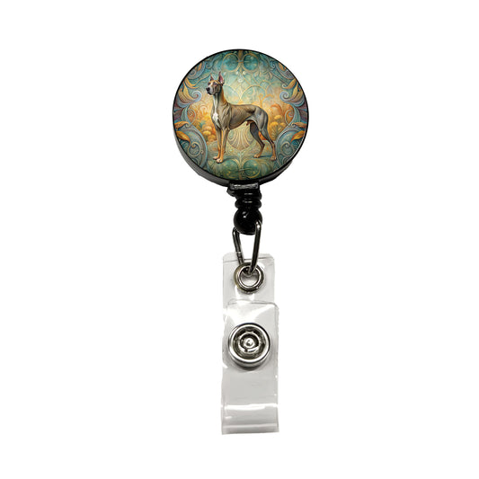 Great Dane Dog Art Nouveau Retractable ID Key Card Name Tag Badge Holder with Clip