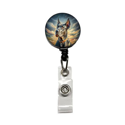 Great Dane Dog Expressionism Art Retractable ID Key Card Name Tag Badge Holder with Clip
