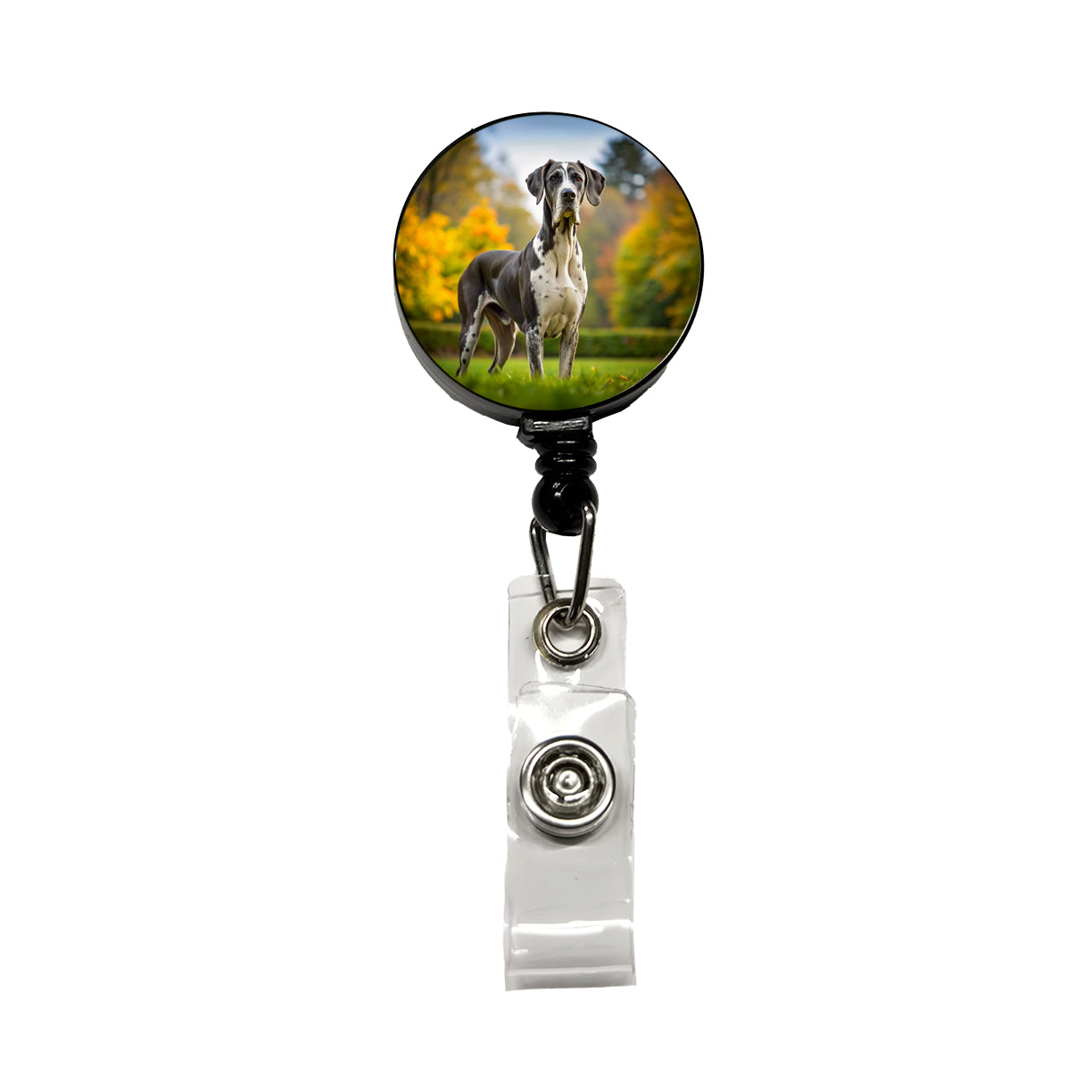 Great Dane Dog Photo Retractable ID Key Card Name Tag Badge Holder with Clip