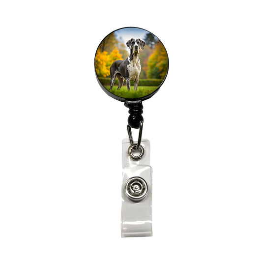 Great Dane Dog Photo Retractable ID Key Card Name Tag Badge Holder with Clip