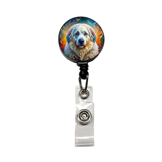 Great Pyrenees Dog Abstract Stylized Art Retractable ID Key Card Name Tag Badge Holder with Clip