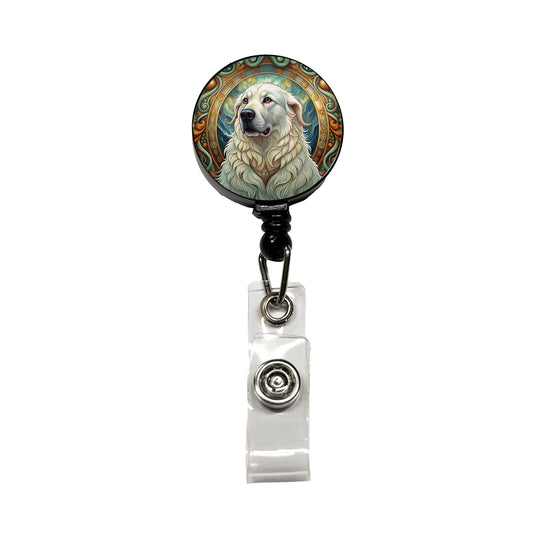 Great Pyrenees Dog Art Nouveau Retractable ID Key Card Name Tag Badge Holder with Clip