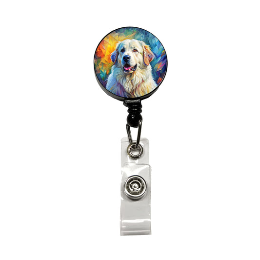 Great Pyrenees Dog Contemporary Art Retractable ID Key Card Name Tag Badge Holder with Clip