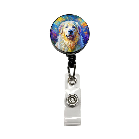 Great Pyrenees Dog Expressionism Art Retractable ID Key Card Name Tag Badge Holder with Clip
