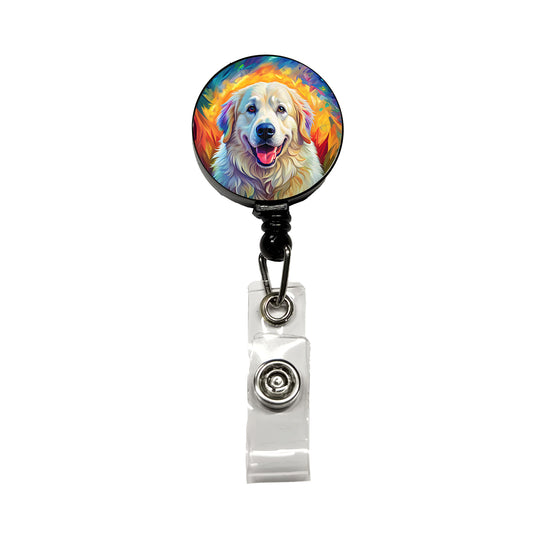 Great Pyrenees Dog Pop Art Retractable ID Key Card Name Tag Badge Holder with Clip