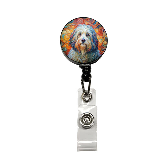 Havanese Dog Abstract Art Retractable ID Key Card Name Tag Badge Holder with Clip
