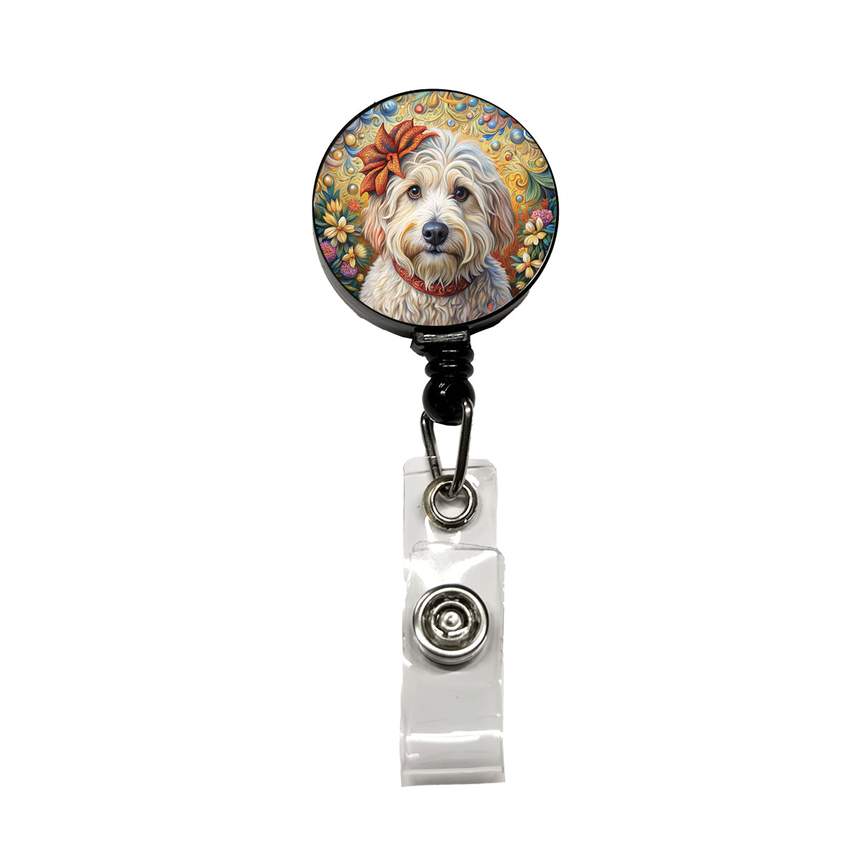 Havanese Dog French Bohemian Art Retractable ID Key Card Name Tag Badge Holder with Clip