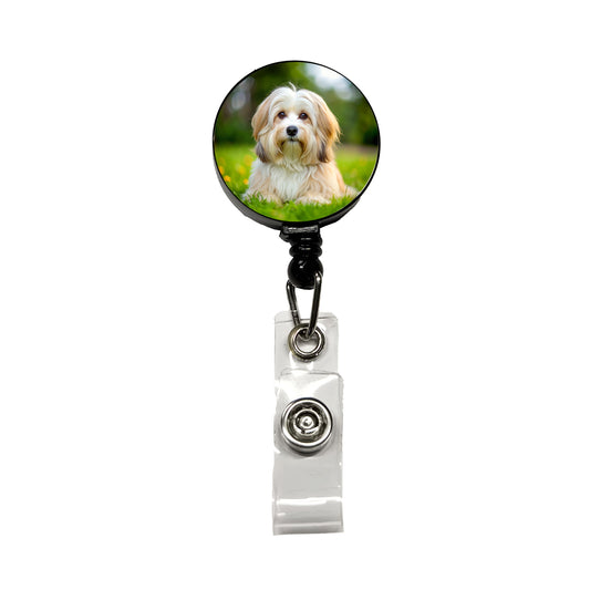 Havanese Dog Photo Retractable ID Key Card Name Tag Badge Holder with Clip