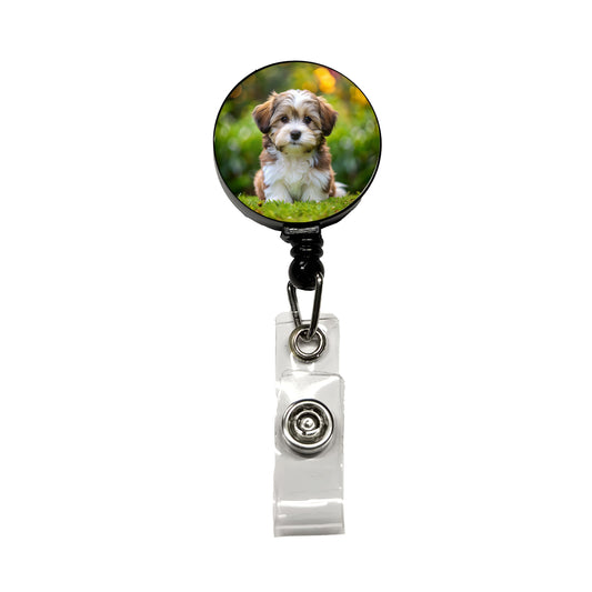 Havanese Dog Puppy Photo Retractable ID Key Card Name Tag Badge Holder with Clip