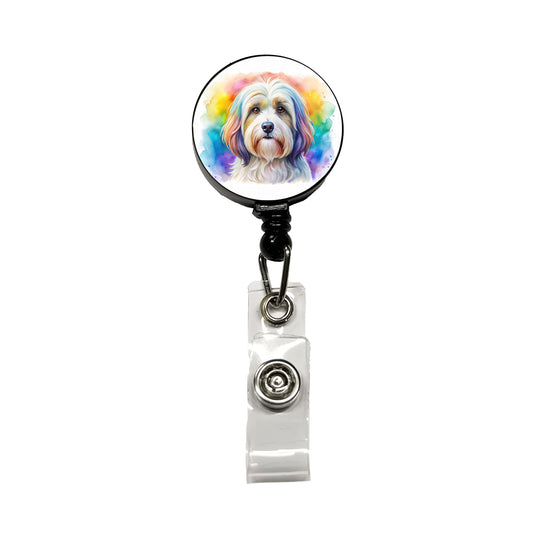 Havanese Dog Watercolor Style Retractable ID Key Card Name Tag Badge Holder with Clip