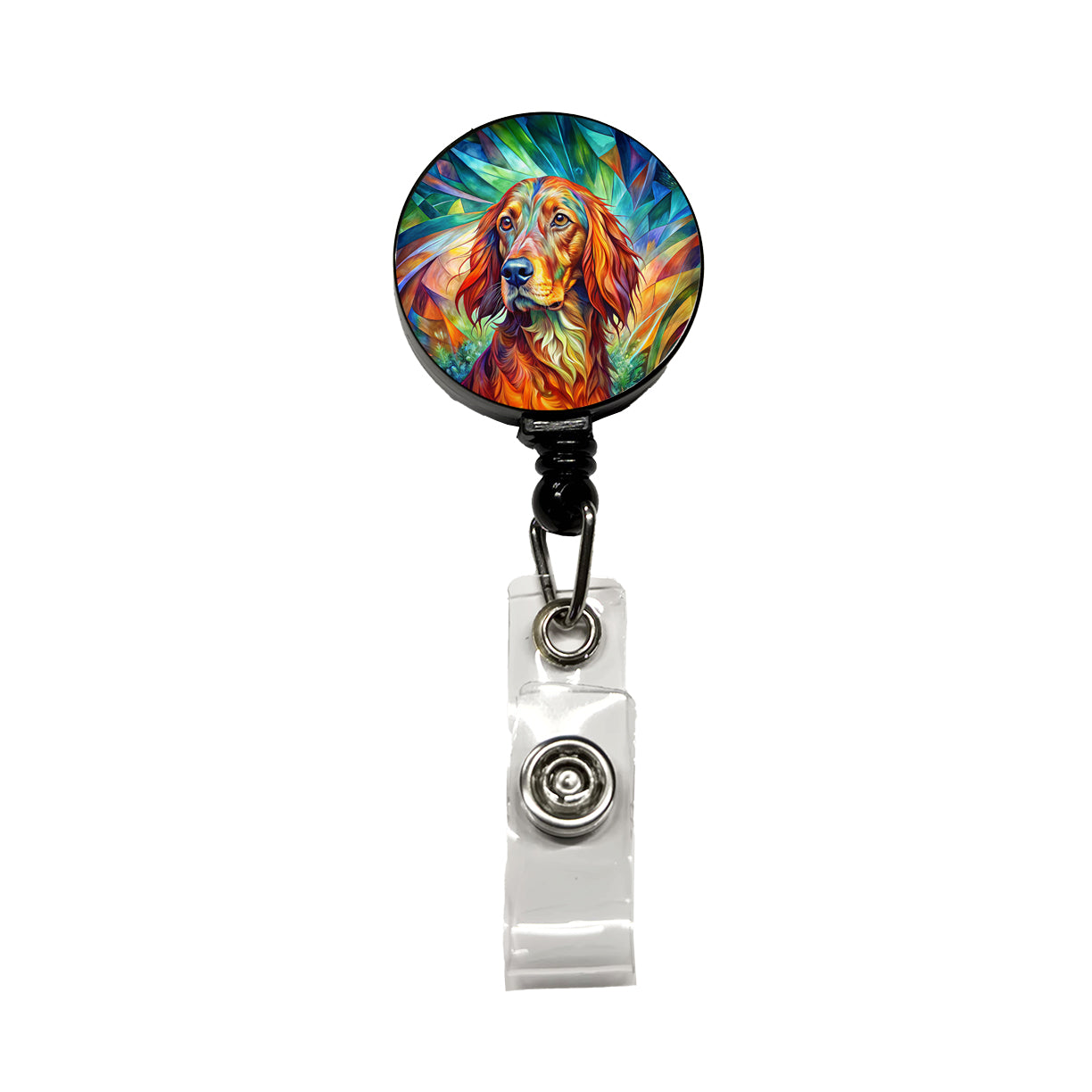 Irish Setter Dog Abstract Art Retractable ID Key Card Name Tag Badge Holder with Clip