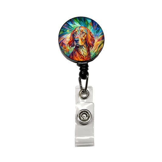 Irish Setter Dog Abstract Art Retractable ID Key Card Name Tag Badge Holder with Clip