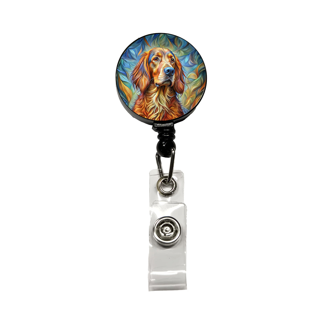 Irish Setter Dog Abstract Stylized Art Retractable ID Key Card Name Tag Badge Holder with Clip