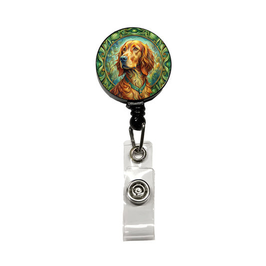 Irish Setter Dog Art Nouveau Retractable ID Key Card Name Tag Badge Holder with Clip