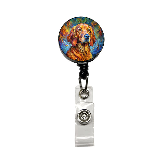 Irish Setter Dog Expressionism Art Retractable ID Key Card Name Tag Badge Holder with Clip