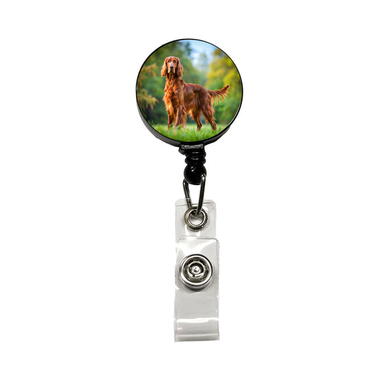 Irish Setter Dog Photo Retractable ID Key Card Name Tag Badge Holder with Clip