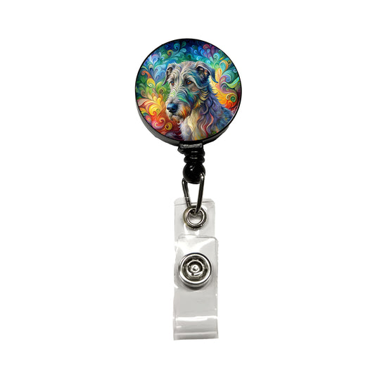 Irish Wolfhound Dog Abstract Art Retractable ID Key Card Name Tag Badge Holder with Clip
