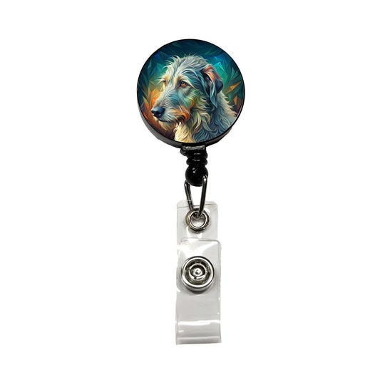 Irish Wolfhound Dog Abstract Stylized Art Retractable ID Key Card Name Tag Badge Holder with Clip