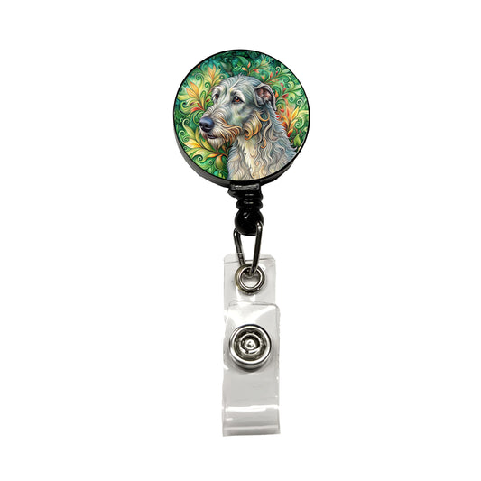 Irish Wolfhound Dog Art Nouveau Retractable ID Key Card Name Tag Badge Holder with Clip
