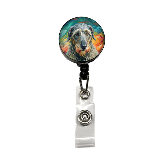 Irish Wolfhound Dog Contemporary Art Retractable ID Key Card Name Tag Badge Holder with Clip
