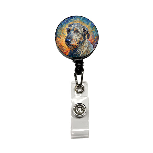 Irish Wolfhound Dog Expressionism Art Retractable ID Key Card Name Tag Badge Holder with Clip