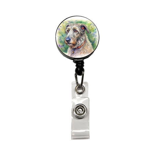 Irish Wolfhound Dog Illustration Retractable ID Key Card Name Tag Badge Holder with Clip