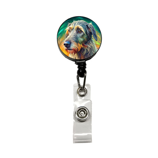 Irish Wolfhound Dog Pop Art Retractable ID Key Card Name Tag Badge Holder with Clip