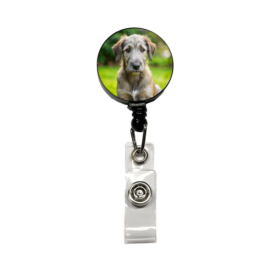 Irish Wolfhound Dog Puppy Photo Retractable ID Key Card Name Tag Badge Holder with Clip