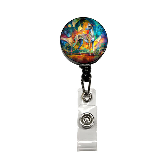 Italian Greyhound Dog Abstract Art Retractable ID Key Card Name Tag Badge Holder with Clip