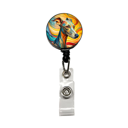 Italian Greyhound Dog Abstract Stylized Art Retractable ID Key Card Name Tag Badge Holder with Clip