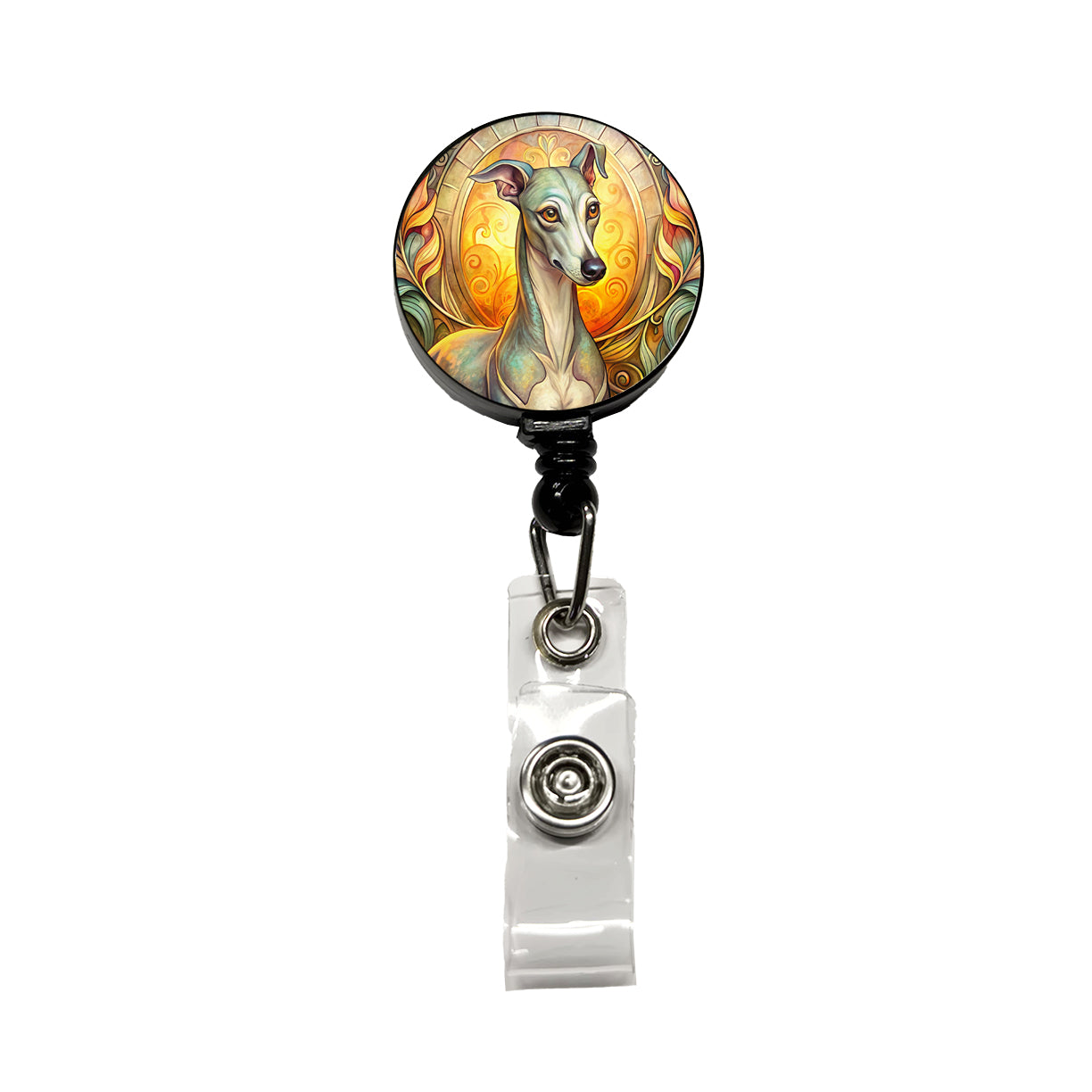 Italian Greyhound Dog Art Nouveau Retractable ID Key Card Name Tag Badge Holder with Clip