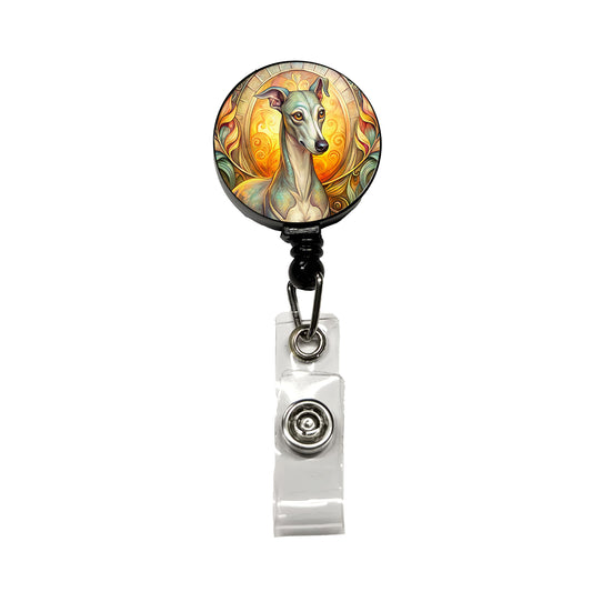 Italian Greyhound Dog Art Nouveau Retractable ID Key Card Name Tag Badge Holder with Clip