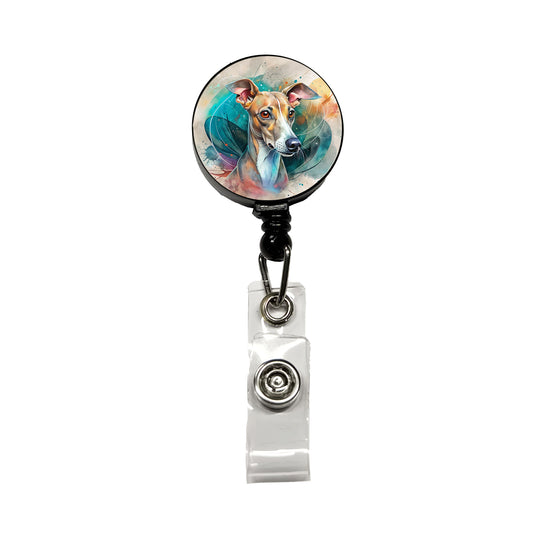 Italian Greyhound Dog Contemporary Art Retractable ID Key Card Name Tag Badge Holder with Clip