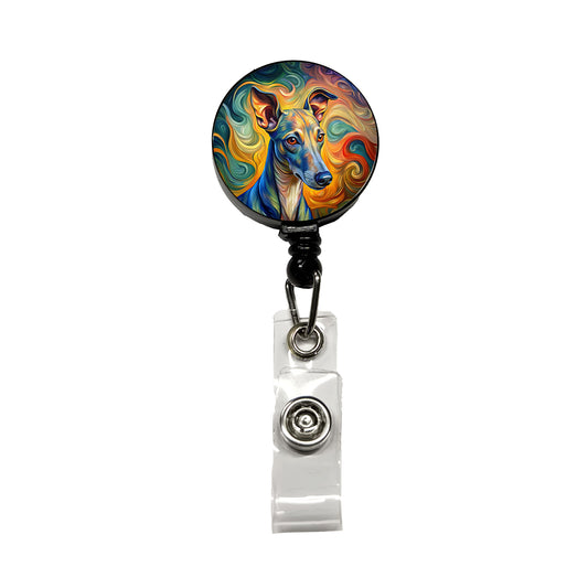 Italian Greyhound Dog Expressionism Art Retractable ID Key Card Name Tag Badge Holder with Clip
