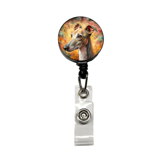 Italian Greyhound Dog Illustration Retractable ID Key Card Name Tag Badge Holder with Clip