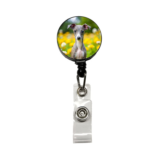 Italian Greyhound Dog Puppy Photo Retractable ID Key Card Name Tag Badge Holder with Clip