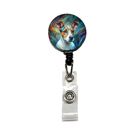 Jack Russell Terrier Dog Abstract Stylized Art Retractable ID Key Card Name Tag Badge Holder with Clip