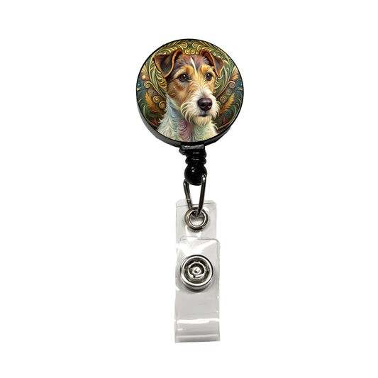 Jack Russell Terrier Dog Art Nouveau Retractable ID Key Card Name Tag Badge Holder with Clip