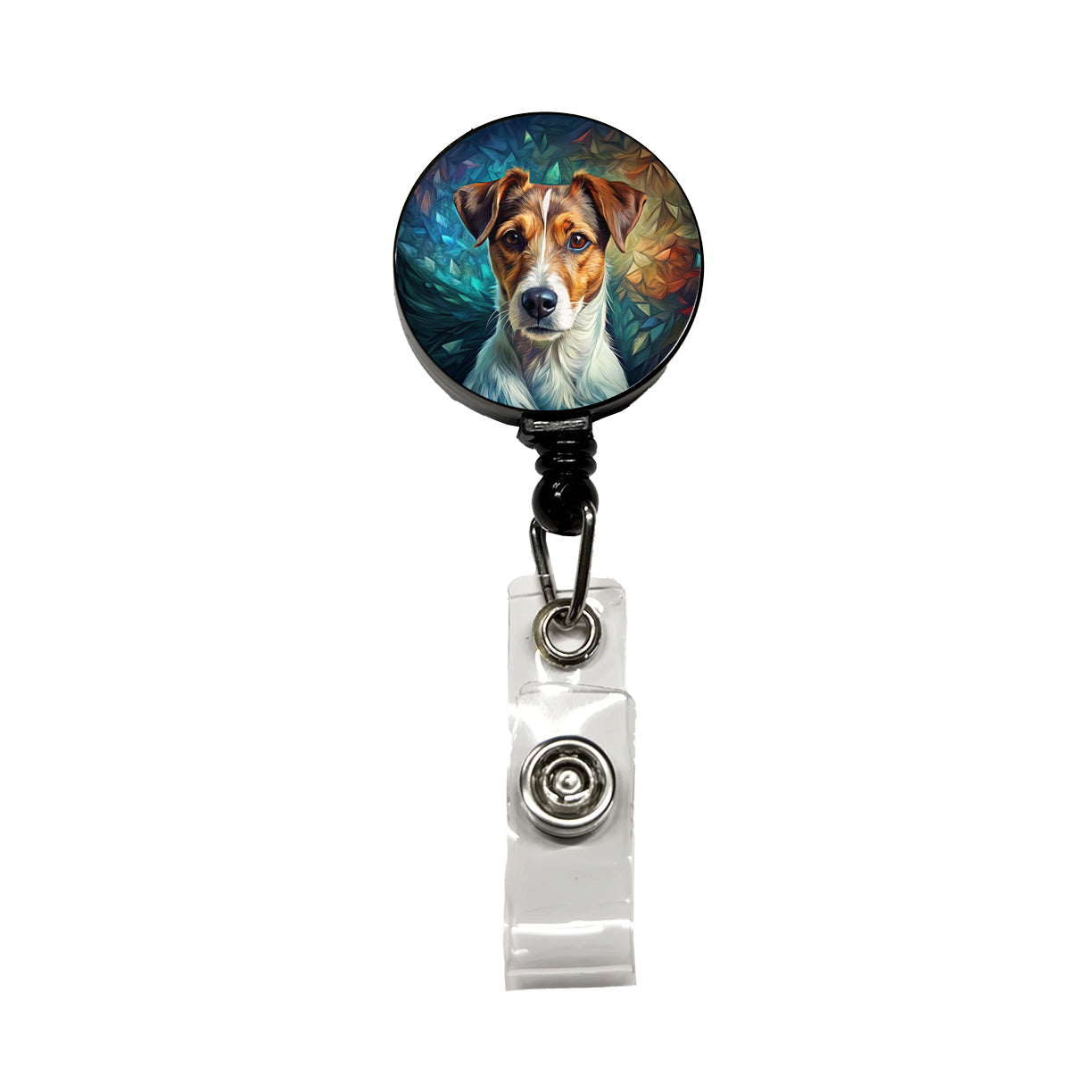 Jack Russell Terrier Dog Contemporary Art Retractable ID Key Card Name Tag Badge Holder with Clip