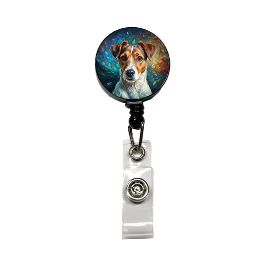 Jack Russell Terrier Dog Contemporary Art Retractable ID Key Card Name Tag Badge Holder with Clip