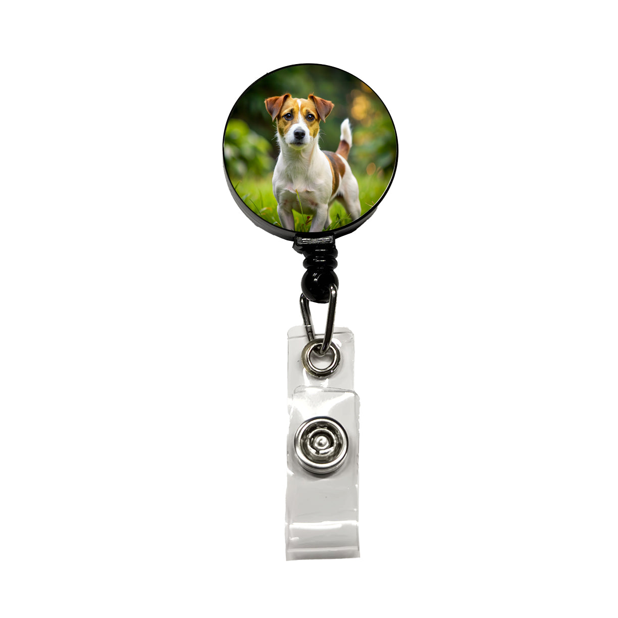 Jack Russell Terrier Dog Photo Retractable ID Key Card Name Tag Badge Holder with Clip
