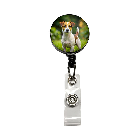 Jack Russell Terrier Dog Photo Retractable ID Key Card Name Tag Badge Holder with Clip