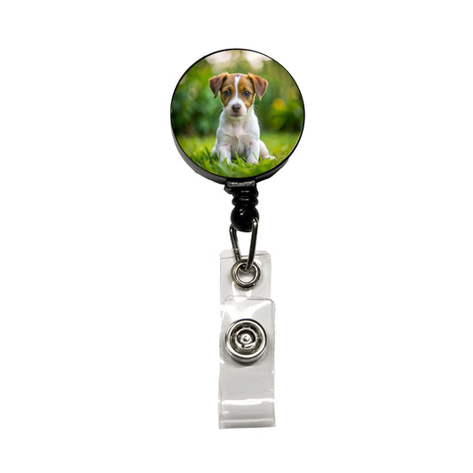 Jack Russell Terrier Dog Puppy Photo Retractable ID Key Card Name Tag Badge Holder with Clip