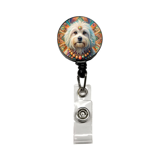 Maltese Dog Bohemian Art Retractable ID Key Card Name Tag Badge Holder with Clip